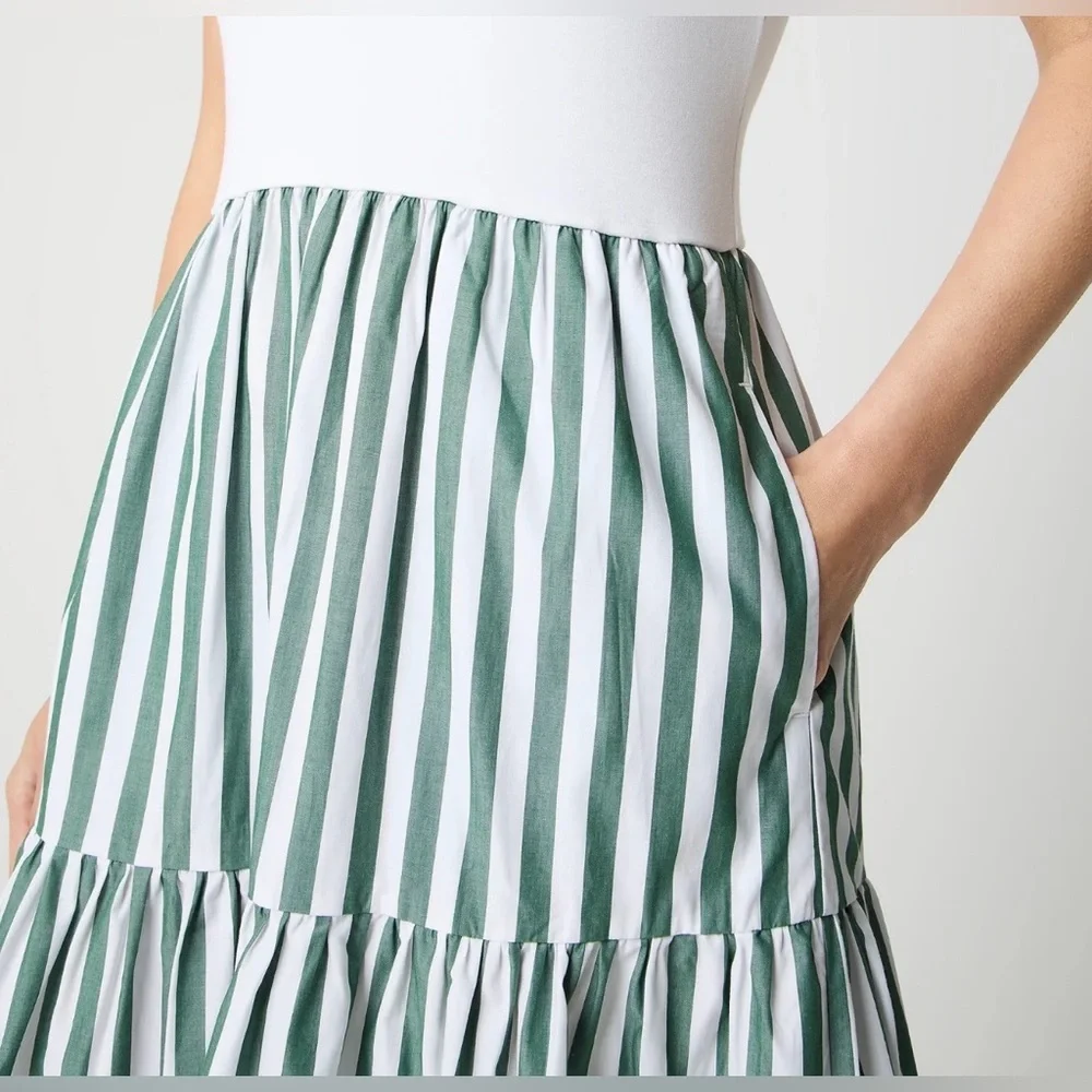 J Crew Mixy Striped Tiered Knit Midi Maxi Dress Beach Resort